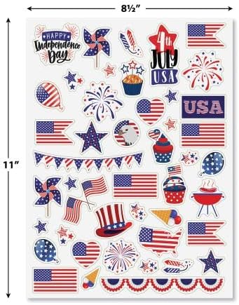 Current Celebration Patriotic Sticker Variety Pack - 2 Sheets, 48 Assorted Stickers for Kids, Teachers, School, Scrapbooking, Journals, Monthly Planners, Calendars, Holiday Crafts & Greeting Cards