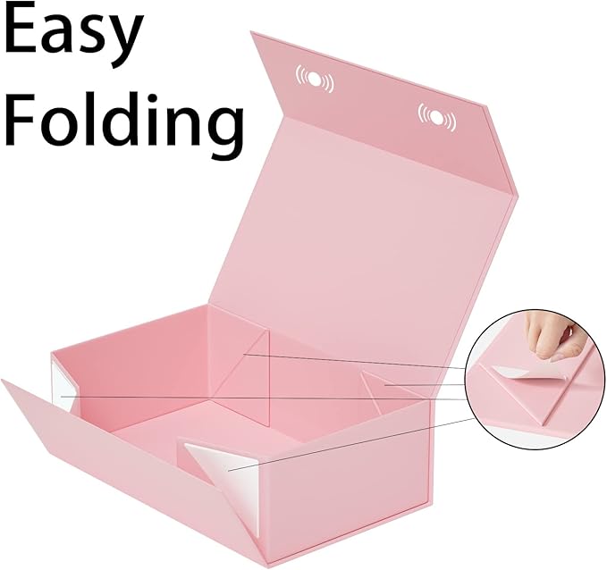 Pink Gift Box, 9.5x6x3'' Gift box for Presents with Lids Magnetic Closure Rectangle Collapsible for Bridesmaid Proposal Box, Wedding, Christmas, Halloween, Birthday Gift Packging