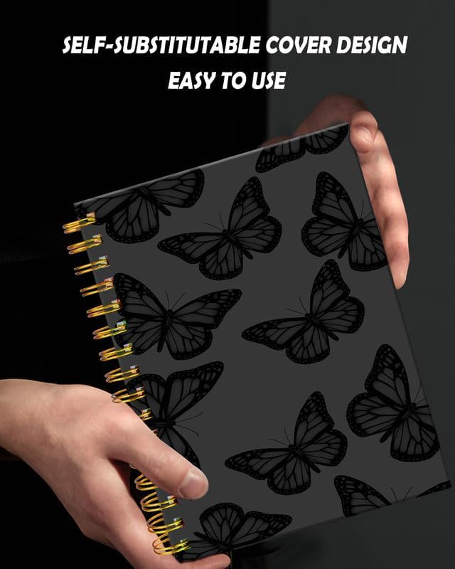 Spiral Journal Notebook for Women,A5 College Ruled Notebooks 6"x 8.4", 120 Pages (60 Sheets) Lined Journal with Premium Thick Paper,Perfect for School Office Home(Blue Butterfly)