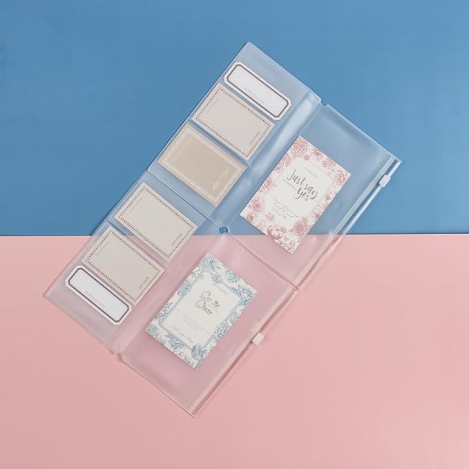 Clear Zipper Pocket for Travelers Notebook, 4 Insert Personal Size Pouch Refill with 4 Elastic Bands for TN Accessories Paper Card Holder