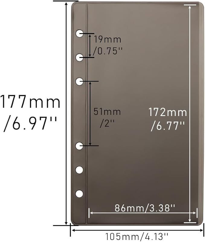 NatSumeBasics 12 Black A6 Binder Pockets Zipless Cash Envelopes Budget Binder Inserts PVC Sheet Protector for 6 Ring A6 Binders Organizer Accessories (Black)