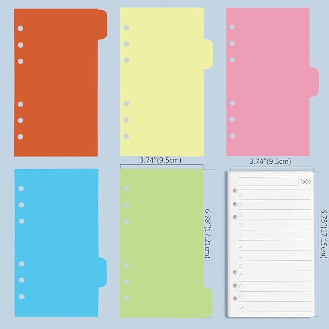 Harphia A6 6 Holes Binder Refill Set, 90 Sheets Todo List Planner Insert for 6 Holes Binder, with Paper Dividers,Ruler,Bags and Stickers, Planner Accessory Combo Set 005Da6Todo