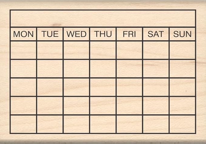 Stamps by Impression Monday Start Calendar Rubber Stamp 1.5" x 2.25"