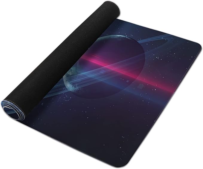 Planets and Nebula in Space Extended Gaming Mouse Pad Large Desk Mat with Non-Slip Rubber Base and Stitched Edges,Keyboard Mouse Mat Desk Pad for Work,Game,Office,Home 35.4 * 15.7 Inch