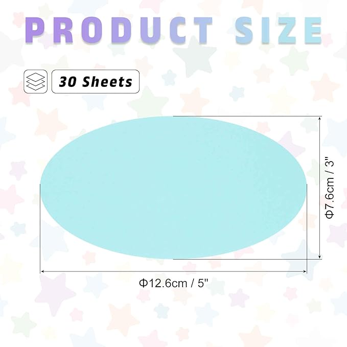 MECCANIXITY 30pcs Oval Card Stock 5 Inch 50lb/180gsm Thick Cutouts Coaster Paper for Craft Bulletin Board Decor, Light Blue
