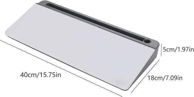 IRSTBL - Glass Desktop Whiteboard with Storage – Includes 4 Dry Erase Markers & Eraser – Slanted Writing Surface for Office, Desk, Home, School, Classroom Use