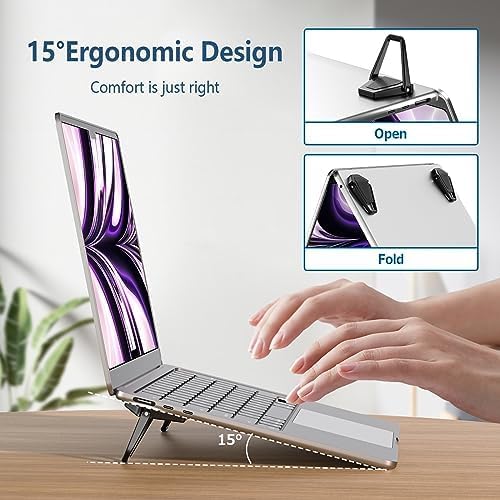 Portable Invisible Laptop Stand, Mini Aluminum Cooling Pad,Computer Keyboard Mount Kickstand,Ergonomic Lightweight Laptop Desk Stand (2pcs(Black))