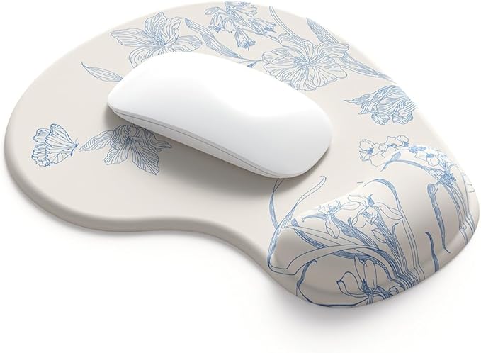 Office Mousepad with Gel Wrist Support - Ergonomic Gaming Desktop Mouse Pad Wrist Rest - Design Gamepad Mat Rubber Base for Laptop Computer -Silicone Non-Slip Special-Textured Surface (15Beige)