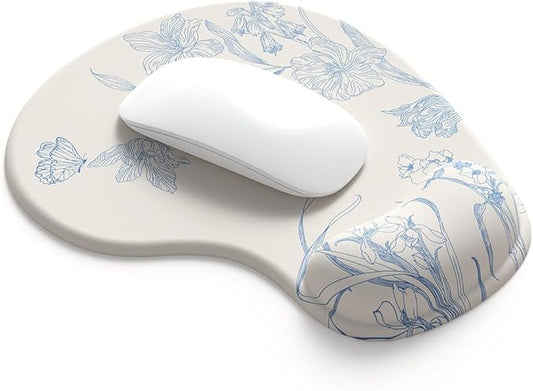 Office Mousepad with Gel Wrist Support - Ergonomic Gaming Desktop Mouse Pad Wrist Rest - Design Gamepad Mat Rubber Base for Laptop Computer -Silicone Non-Slip Special-Textured Surface (15Beige)