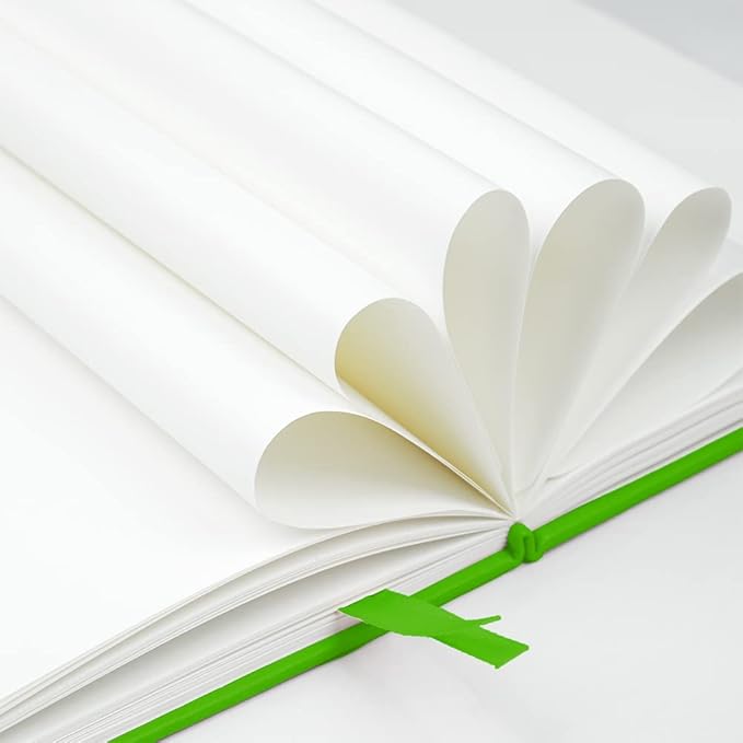 JOYEUX Blank Journal Notebook, A5, 160 Pages 100 Gsm Thick Sketch Books Hardcover Journal for Writing, 5.7 inches x 8 inches Notebooks for Work (Green)