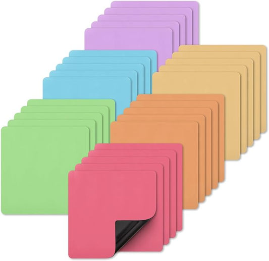 Magnetic Sticky Notes, 3x3 inch, 30-Pack Pastel Dry Erase Magnets, Reusable Magnetic Dry Erease Labels, Easy to Post Notes for Whiteboard, Fridge, Locker, Cabinet, Door - Office Classroom Supplies