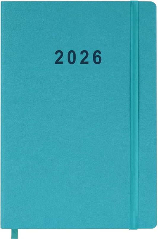 2026 Planner - Weekly and Monthly Planner, Jan 2026 - Dec 2026, Holidays, Contacts and Notes Pages, Vegan Leather Cover, Elastic Closure, 5.5”x8.25”, Teal
