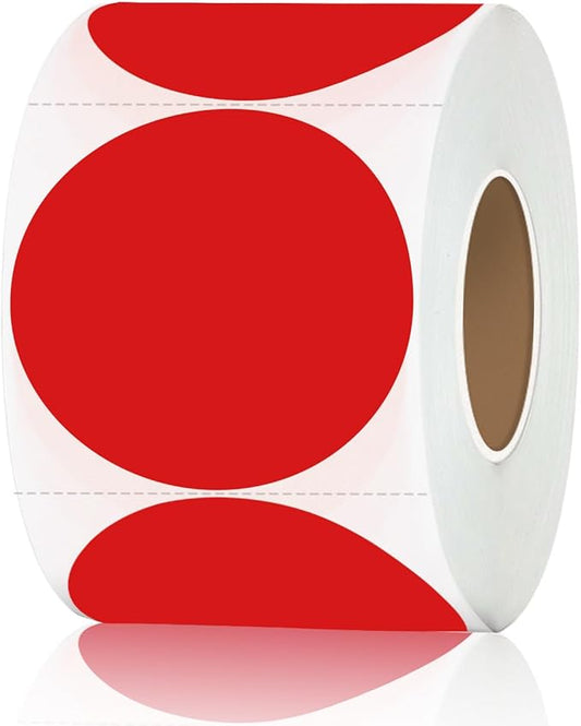 STARLIBOO Colored Dot Stickers, 2 inch Garage Sale Stickers, 350Pcs Adhesive Circle Price Tags Sticker, Writable Not Blurry for Yard Sale (Red)