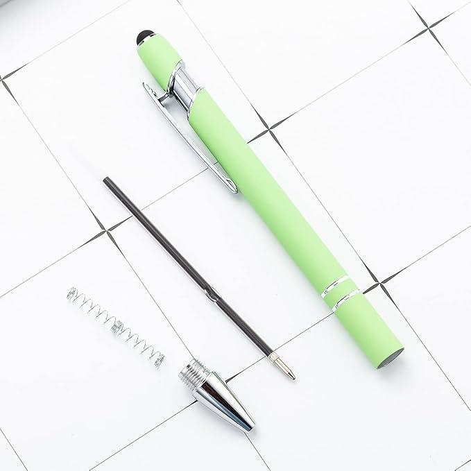 PASISIBICK 3.86 in Black Ink Refills for Ballpoint Pen with Stylus Tip, Soft Touch Click Pen, 2 in 1 Metal Pens, Medium Point(Pack of 40)