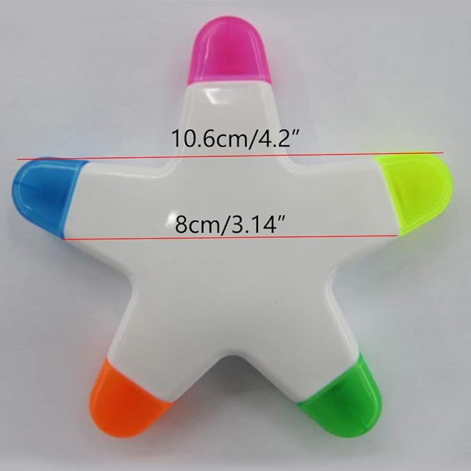 Brush Tip Highlighters, Creative Star Shape Light Color Fluorescent Pens Markers with 5 Colors, Great for Journal Planner Note Taking and Coloring Book, Non-Toxic & Odorless Watercolor.