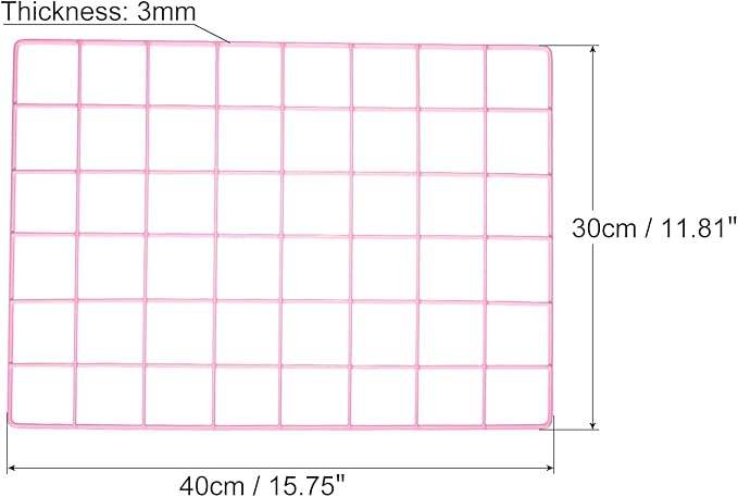 PATIKIL 16"x12" Wire Grid Panel, 1 Pack Wall Grid Decorative Panels Board Photo Pictures Display Decor Hanging Organizer for Home Office, Pink