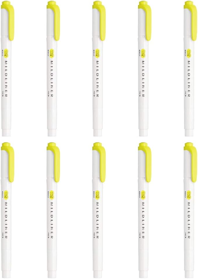 Zebra B-WKT7-MLY Highlighter, Mild Liner, Mild Lemon Yellow, 10 Pieces