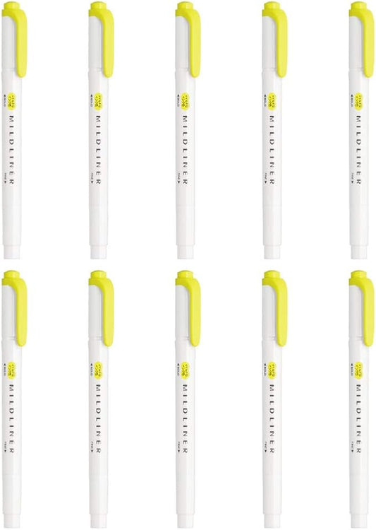 Zebra B-WKT7-MLY Highlighter, Mild Liner, Mild Lemon Yellow, 10 Pieces