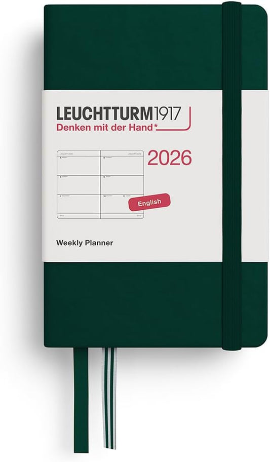 LEUCHTTURM1917 - Weekly Planner 2026, Hardcover, Mini (A7), Forest Green (Jan 1 - Dec 31, 2026)