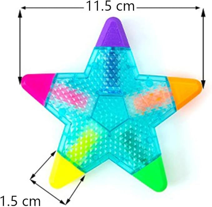 Beautiful Colorful Star Shape Highlighter Marker, 5 Color in 1 Star Multicolor Highlighter Pen for Note Taking, Journal Planner, Coloring Book, etc. (Yellow)