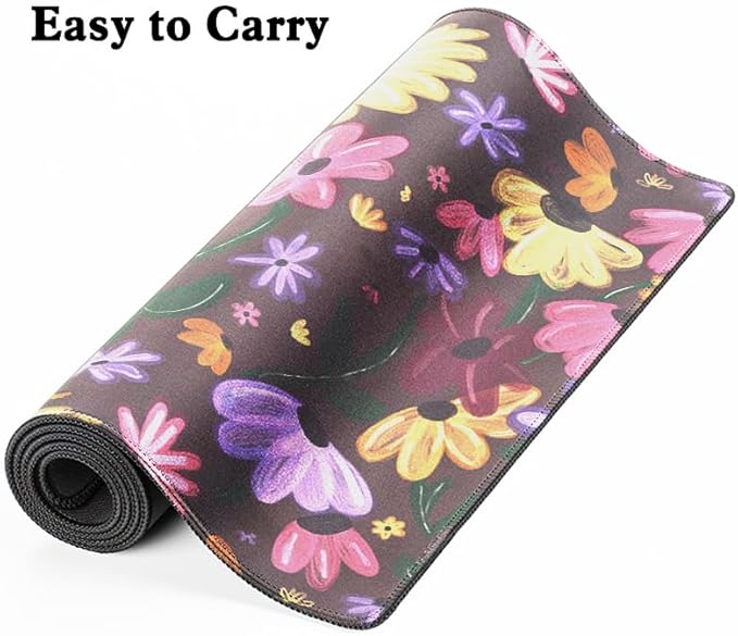 Cottagecore Mouse Pad Surprise Song Piano Floral Desk Pad,Cute Desk Mat Acoustic Set Aesthetic Mousepad,Extend XL Stitched Edges,Non-Slip Rubber Base for Office Work Home (31.5X11.8 in)