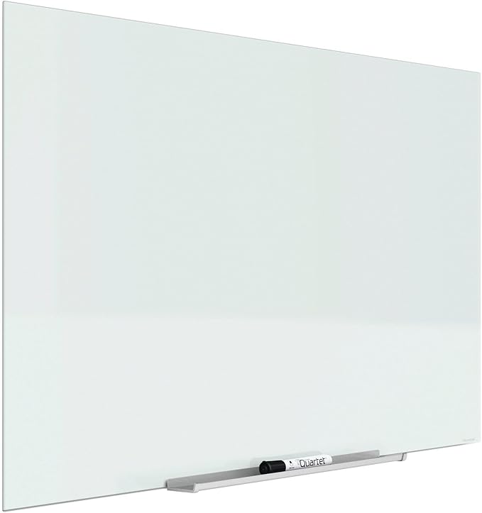 Quartet Dry Erase Board, 74" x 42" Glass Magnetic Whiteboard, Wide Format, Horizontal White Board, InvisaMount, White (G7442IMW)