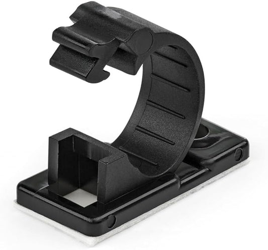 StarTech.com 100 Adhesive Cable Management Clips Black - Network/Ethernet/Office Desk/Computer Cord Organizer - Sticky Cable/Wire Holders - Nylon Self Adhesive Clamp UL/94V-2 Fire Rated, TAA