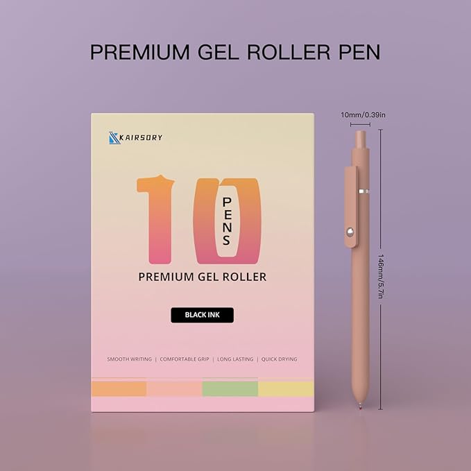 Morandi Gel Pen,0.5mm Quick Dry Black Ink,High-End Series Retractable Pens stationery for women & men,Smooth Writing Nurse Aesthetic Pen for Home Office Supplies(10 Pcs Black Ink-Morandi shaft pens)