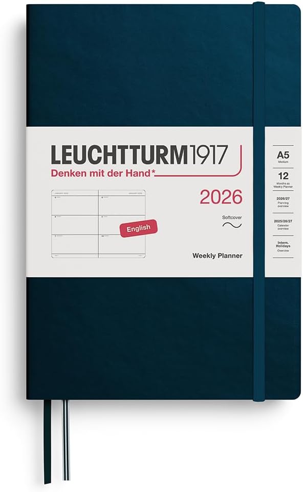 LEUCHTTURM1917 - Weekly Planner 2026, Softcover, Medium (A5), Deep Sea (Jan 1 - Dec 31, 2026)