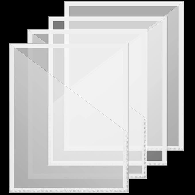 Chinco 4 Packs Planner Sticky Pockets - Clear Adhesive Pockets for Planners, Home, Office, and School Accessories(10 x 8 Inch)