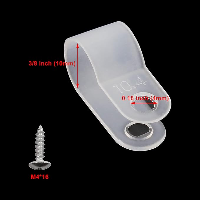 50Pcs 3/8 Inch Rope Light P-Style Clips with Screws, Cable Clip Wire Clamp Cable Organizer Cord Holder for Wire Management