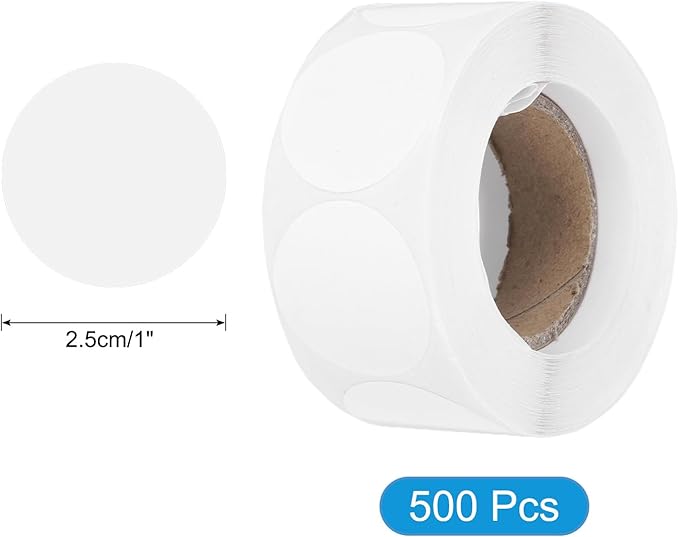 uxcell 500pcs White Round Stickers Roll 1 Inch Self-Adhesive Stickers Coding Label Removable for DIY Crafts Homework, Office, Shop, Home, Classroom Marking