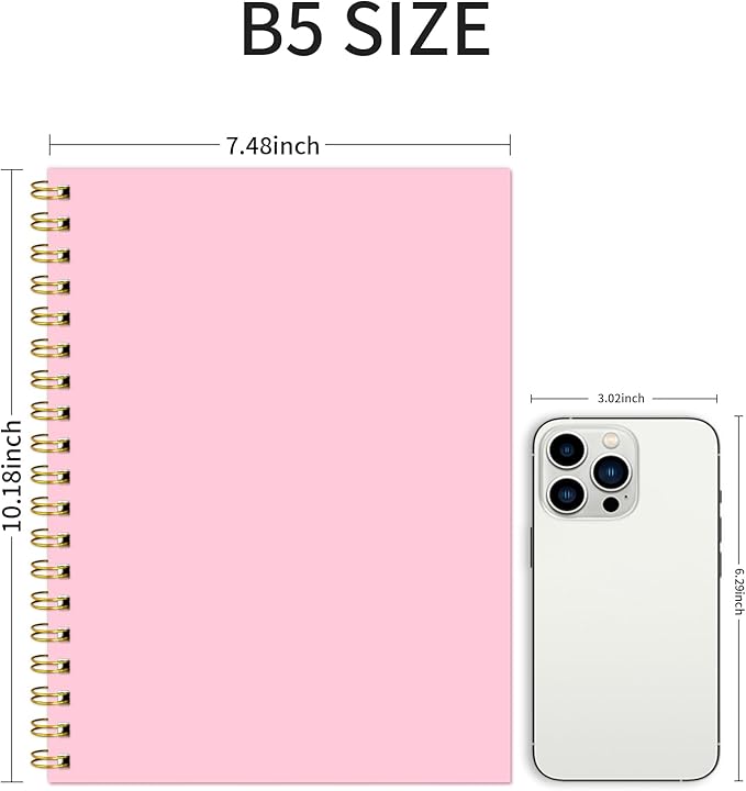 Blank Spiral Notebook B5 Pink Hardcover Sketch Book -7.48" X 10.18" 4 Pack unlined Journal for Drawing,160 Pages 100GSM Thick Paper for Note Taking School Office