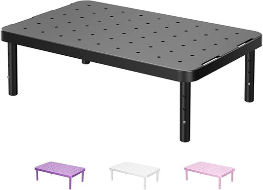 WALI Computer Monitor Stand for Desk, Adjustable Laptop Riser, Desk Monitor Stand Underneath Storage for Office, School Supplies (PTT001-B), 1 Pack, Black