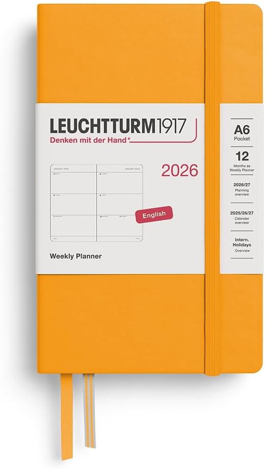 LEUCHTTURM1917 - Weekly Planner 2026, Hardcover, Pocket (A6), Rising Sun (Jan 1 - Dec 31, 2026)