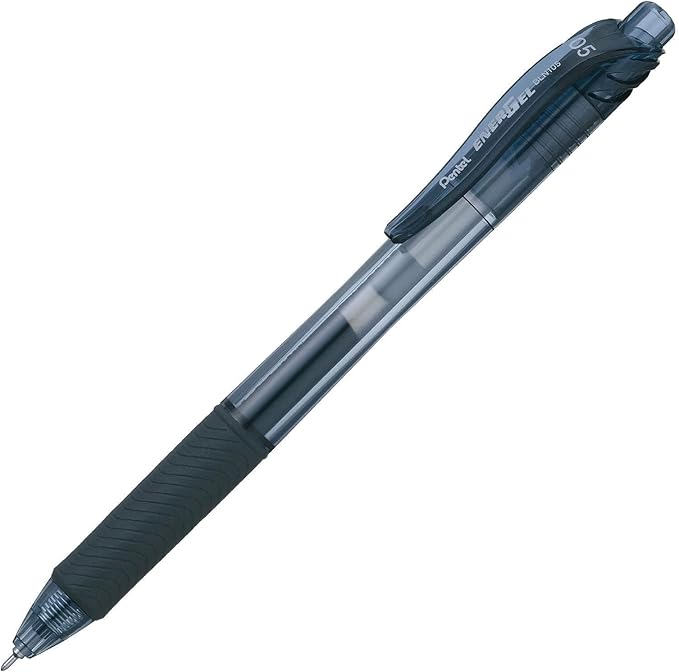 Pentel EnerGel-X Retractable Liquid Gel Pen, 0.5 mm, Black, Pack of 24