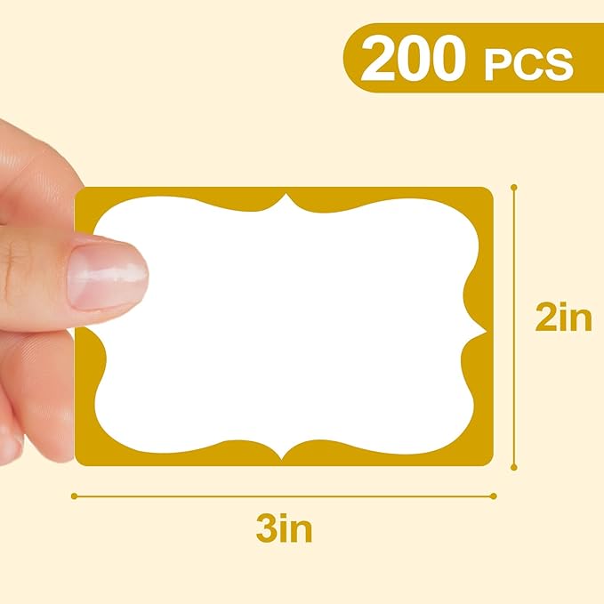 Gold Name Tags,2"x 3" Name Tag Stickers with Gold Border 200 Pcs Adhesive Name Tags Sticker Name Badges Labels for School, Office, Home, Party, Conferences, New Year