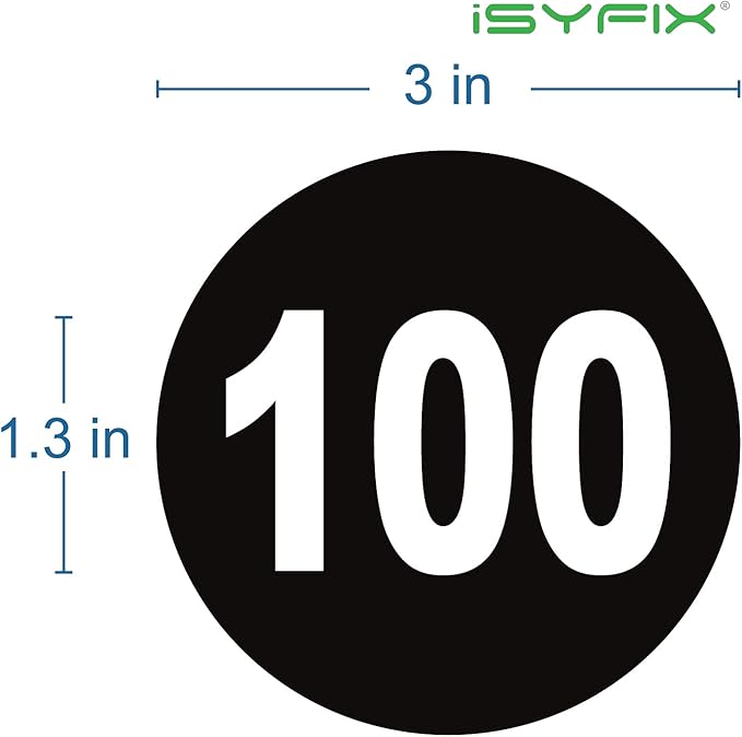 iSYFIX Black Consecutive Number Stickers – 1 to 100, 3-inch, 1 Set – Vinyl Self Adhesive Premium Decal, Ideal for Inventory, Storage, Organizing, Boxes, Bins, Toolbox, Lockers & More, Indoor/Outdoor