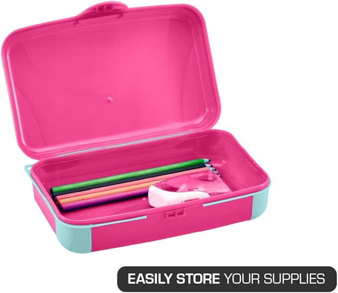 LockerMate by Bostitch Hard Pencil Case, Durable Plastic Pencil Box, Kid-Friendly Design