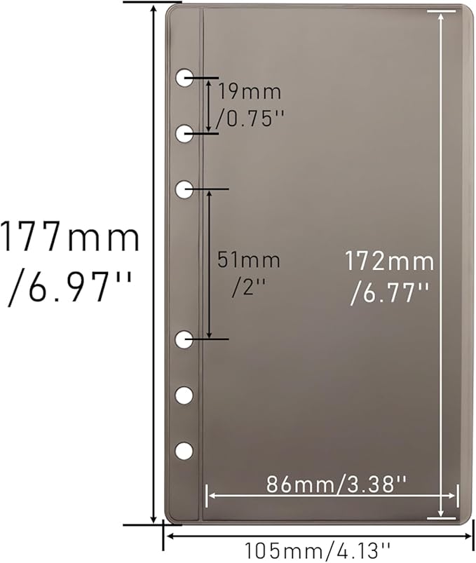 NatSumeBasics 24 Cash Envelopes & PVC Sheet Protectors for 6 Rings A6 Binders - Zipless Budget Binder Inserts (Black)