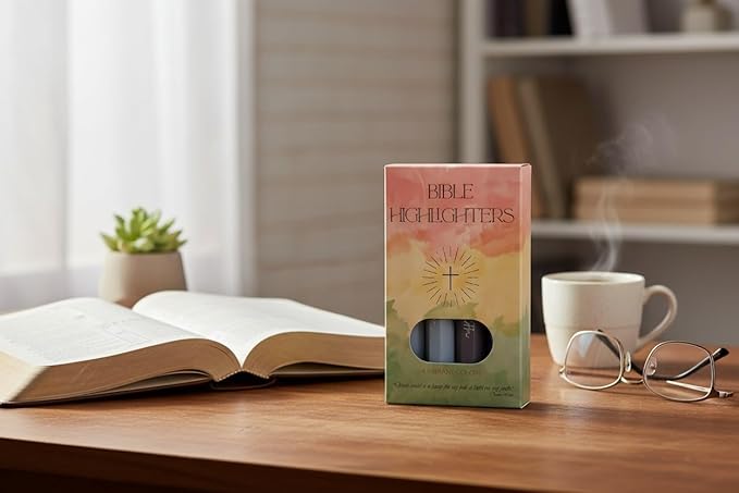 Sixhaven Bible Highlighters No Bleed - Blue - Pastel Highlighters Set of 4 - Chisel Tip Highlighter for Bible Study Supplies - Hope Faith Grace Love Markers - Journaling Supplies for Women & Men