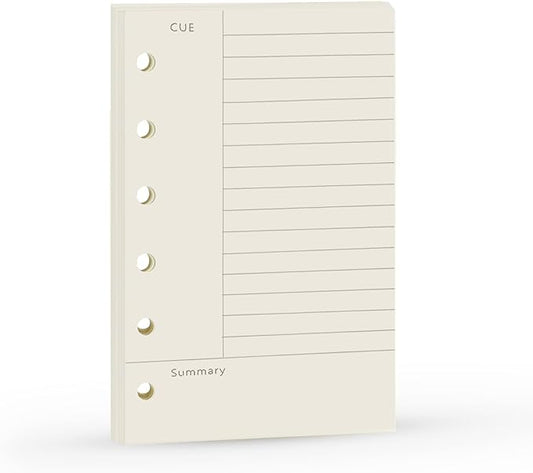 A7 Cornell Design Planner Refill 6 Holes Notebook Binder Refills, A7 College Rule Note Linned Planner Inserts for Filofax 100gsm Paper Pocket Size, 4.84 x 3.23'', Harphia