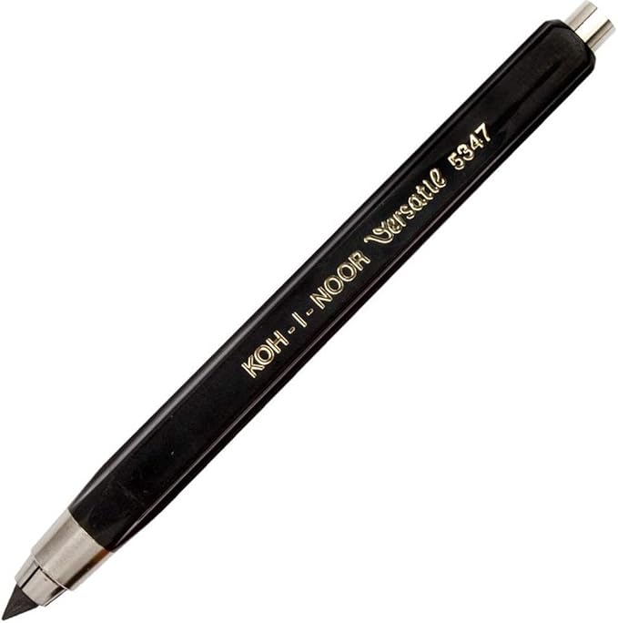 Koh-I-Noor Mechanical Hardtmuth Lead Holder with 5.6mm x 120mm Lead, Black with Clip, 1 Each (5347PN1005KK)