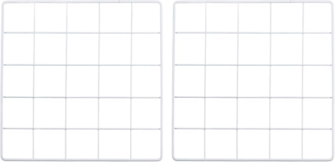 PATIKIL 10x10 Inch Wall Grid Panel, 2 Pcs Metal Wire Photo Wall Decorative Grid for Photo Display Hanging Picture Memo Home Decorations, White