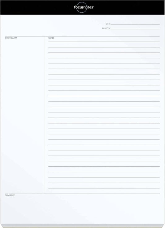 Oxford FocusNotes Writing Pad, Clear Note-Taking System, 8.5 x 11 Sheets, Guided Note, Cue & Summary Sections, 50 Sheets, Professional School and Office Notepad, Proudly Made in the USA (Pack of 12)