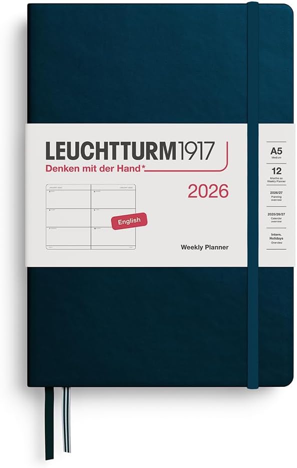 LEUCHTTURM1917 - Weekly Planner 2026, Hardcover, Medium (A5), Deep Sea (Jan 1 - Dec 31, 2026)