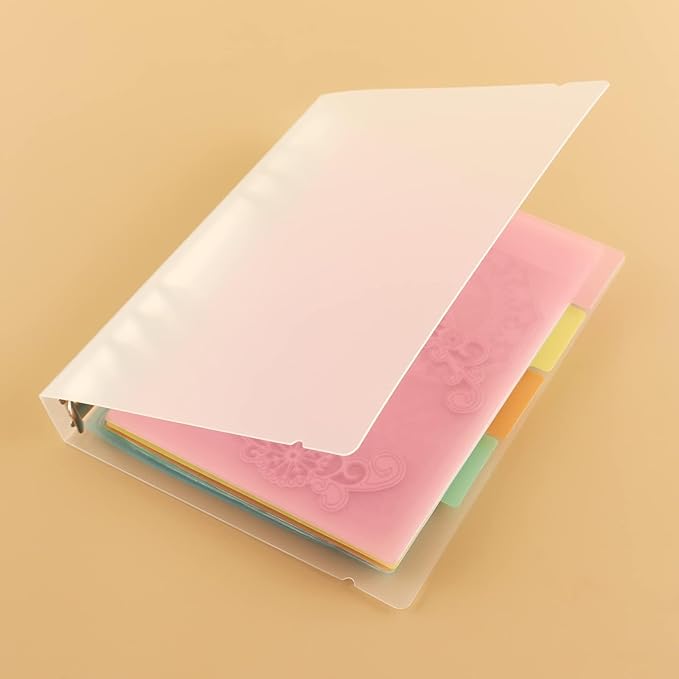 CYFUN DESIGN A5 6 Ring Binder Coveder with Snap Closure Button Storage Book Cover for 6 Hole Planner Pages Refill Insert Die Storage Book Binder