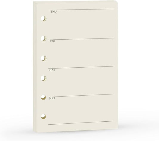 A7 Planner Refill, A7 Agenda Refill for Filofax,6 Hole/100gsm,4.84 x 3.23'', Harphia(Weekly Plan)