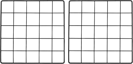 PATIKIL 10x10 Inch Wall Grid Panel, 2 Pcs Metal Wire Photo Wall Decorative Grid for Photo Display Hanging Picture Memo Home Decorations, Black