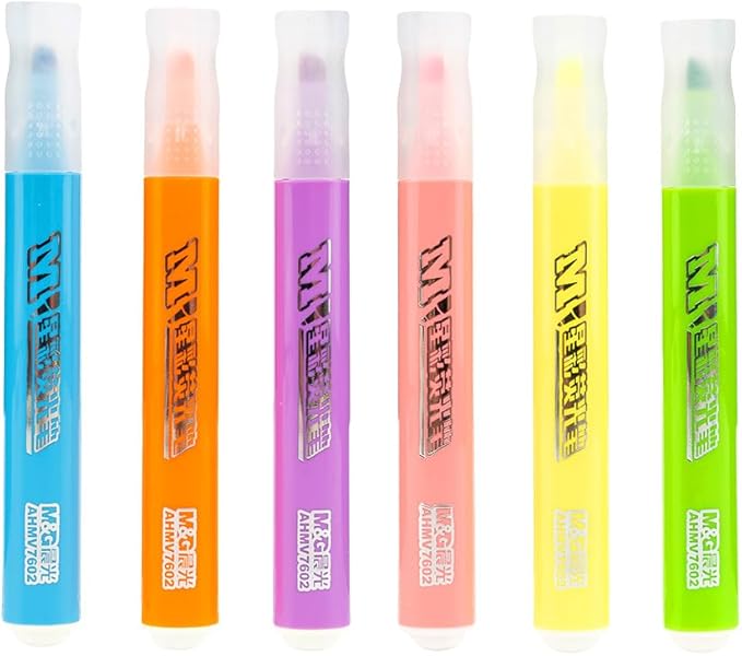 M&G 6-Pack Highlighters, Multicolor Quick-Dry No-Bleed Ink, Soft Chisel Tip Highlighters for Office Documents, Journaling, and Planners